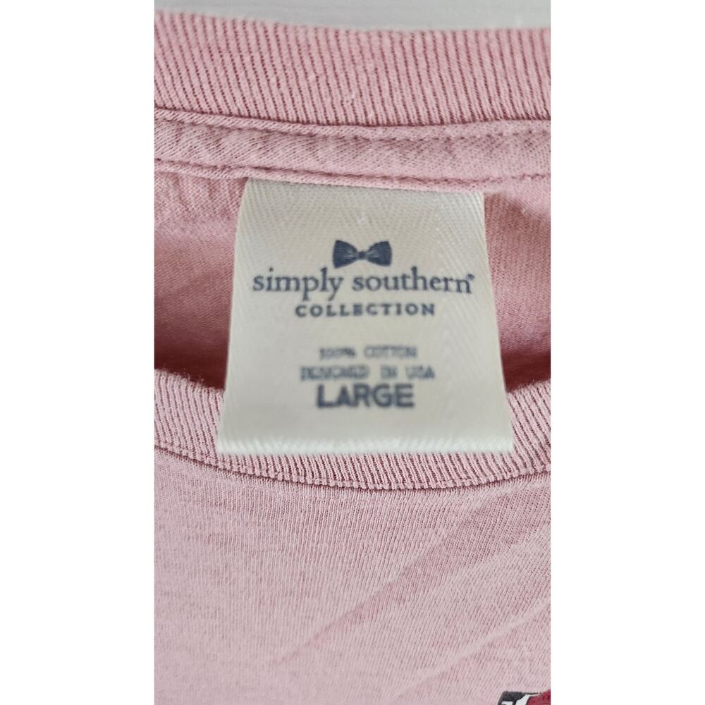 Simply Southern NC North Carolina Long Sleeve Pocket Pink Cow Print Large #598 - Picture 3 of 6